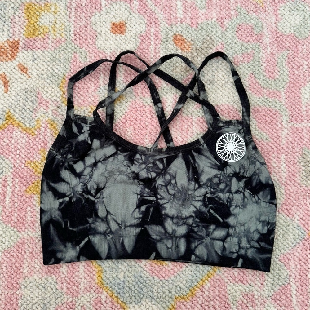 soulcycle x nux seamless tie dye bra
